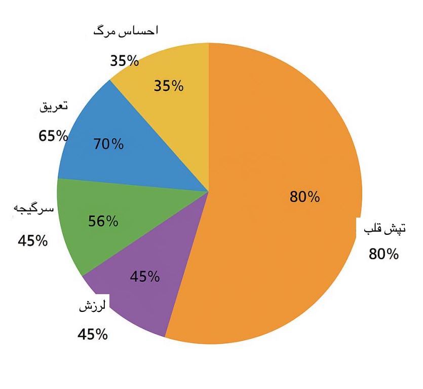نمودار دایرهای علائم شایع حمله پانیک با کلمه کلیدی حمله
